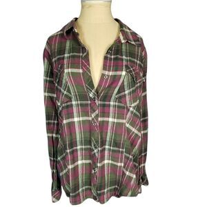 Natural Reflections Flannel Western Grunge Top Size Large